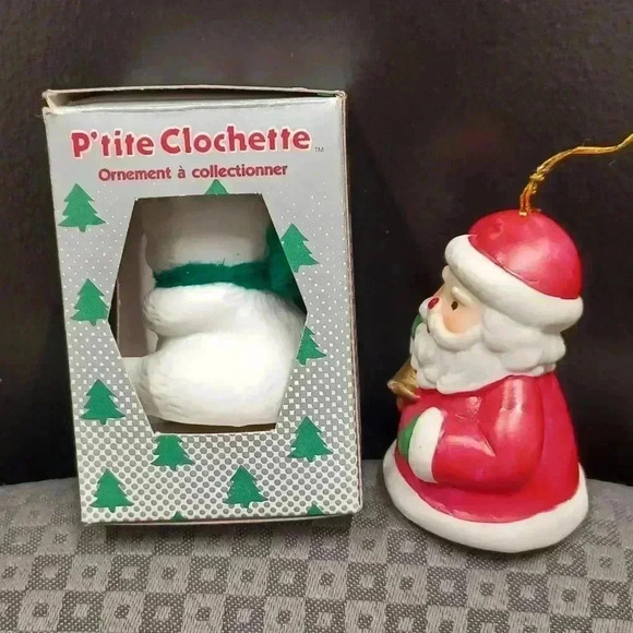 Vintage Jasco Lil Chimer Polar Bear & 1985 Santa Christmas  Ornament Bell Bisque - Picture 3 of 9